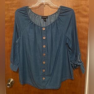 Blue Denim 3/4 Sleeve Top